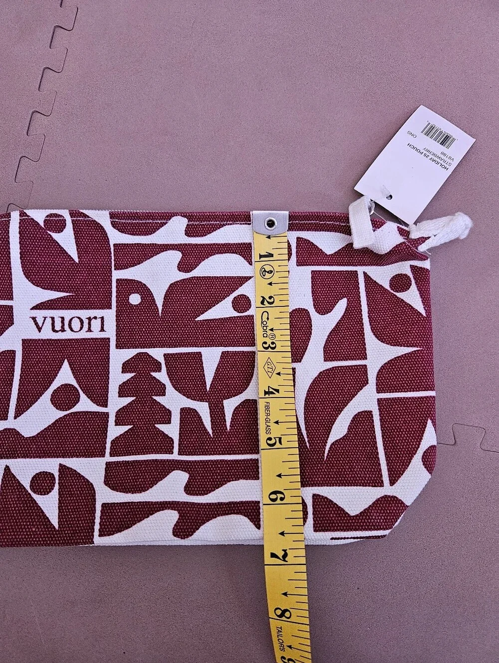 Vuori Maroon and White Limited edition Geometric Canvas Pouch